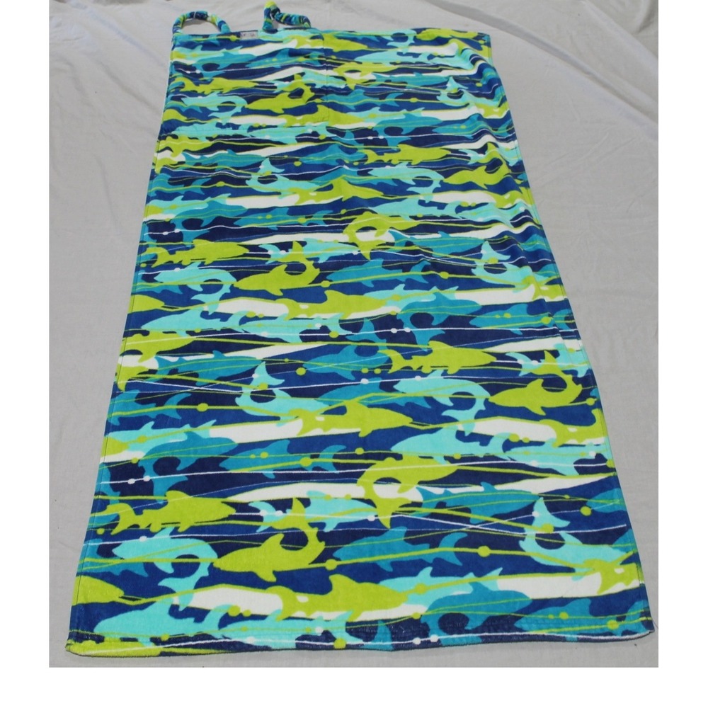 Tommy Bahama Convertible Beach Towel Tote Bag Fold Up Carrying Case Blue Green